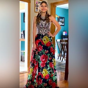 Beautiful Flower Beaded Formal Dress. Unique.